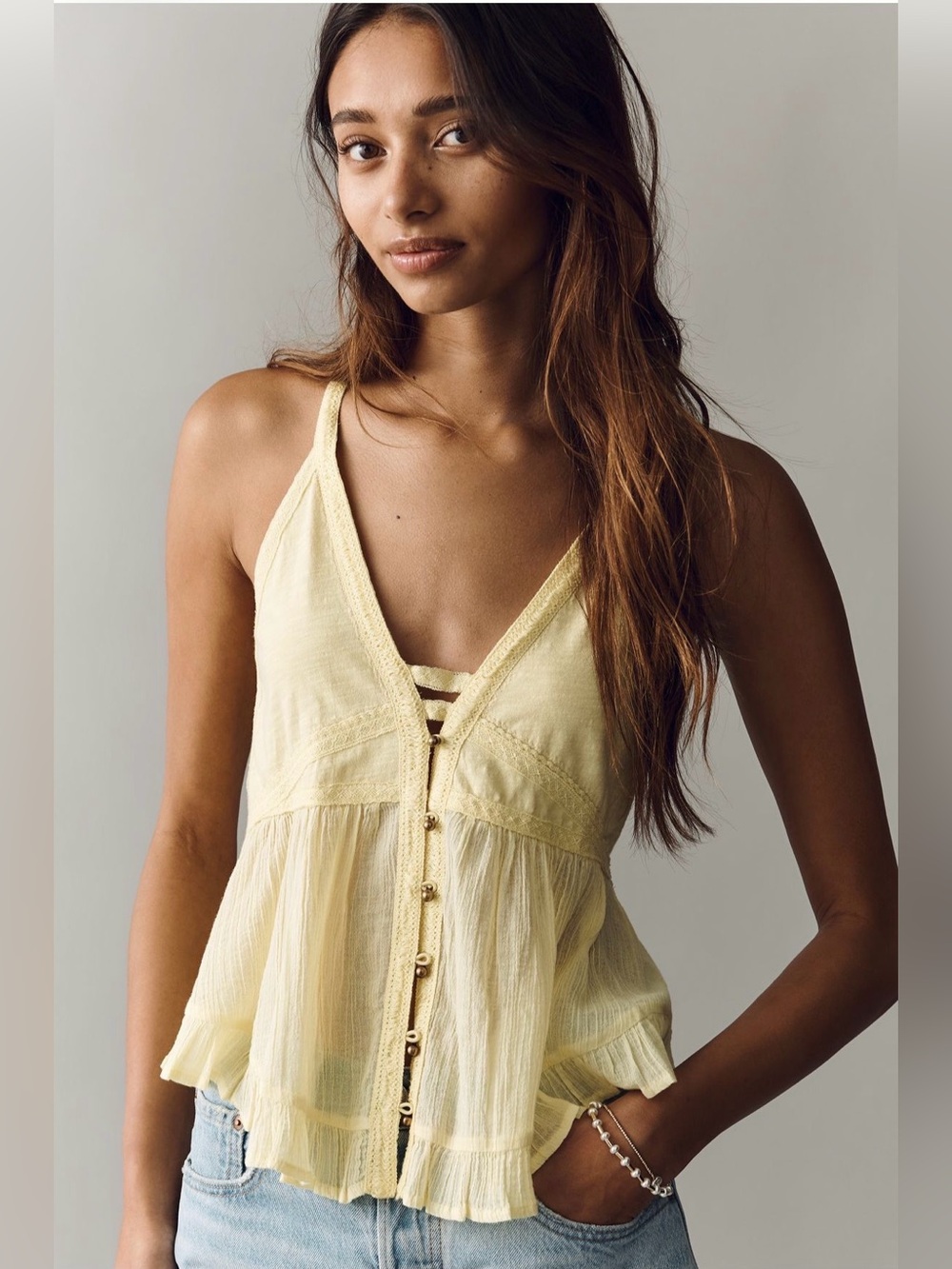 Anthropologie Cotton Racerback Swing Tank